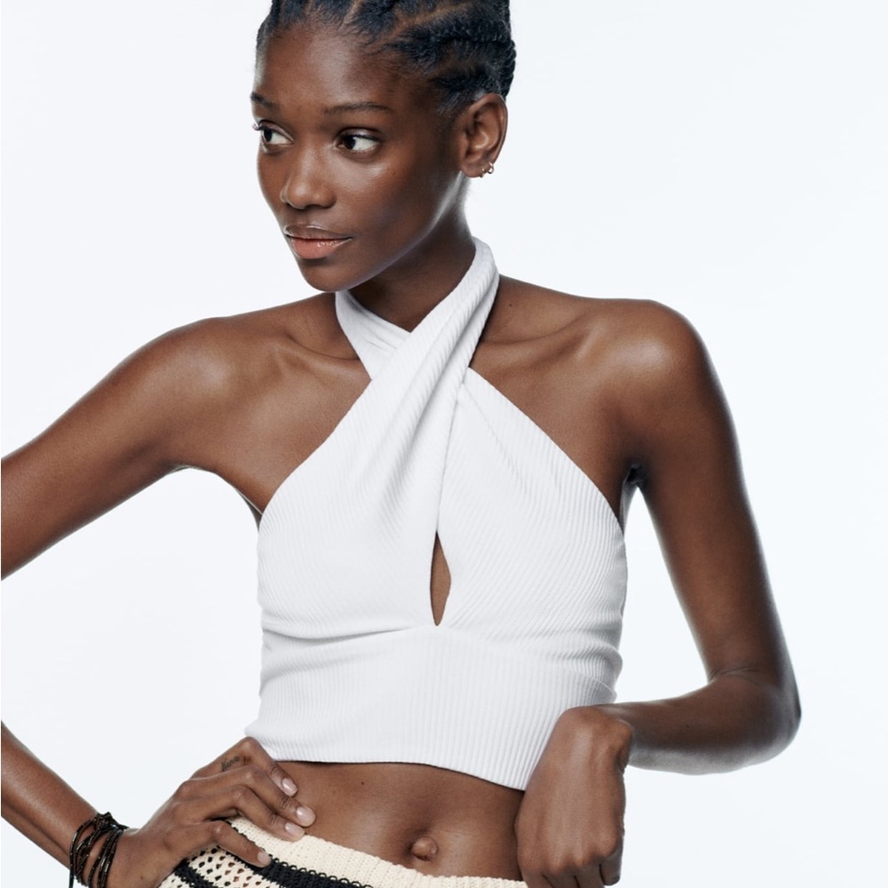 Zara cream Halter Crop Top